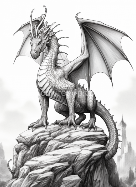 Dragon_High_Detail_Black_and_White_Coloring_book_030