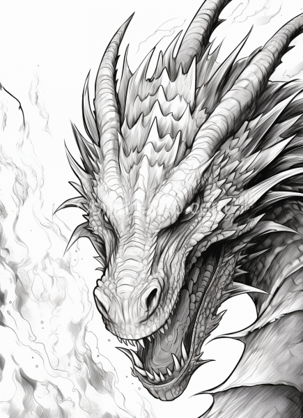 Dragon_High_Detail_Black_and_White_Coloring_book_056