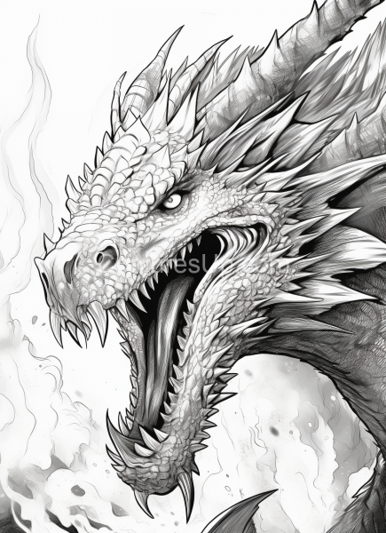 Dragon_High_Detail_Black_and_White_Coloring_book_066