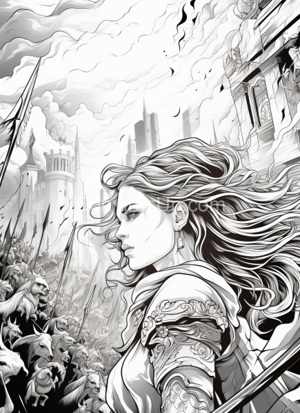 Epic_Elvish_War_Black_and_White_Colouring_book_page_002