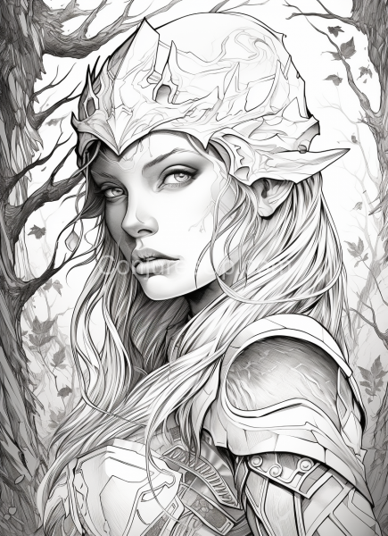 Epic_Elvish_War_Black_and_White_Colouring_book_page_023