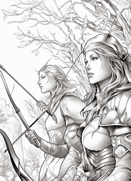 Epic_Elvish_War_Black_and_White_Colouring_book_page_043