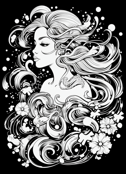 Mermaid_Black_and_White_Colouring_book_page_007