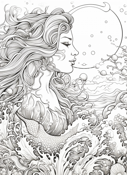 Mermaid_Black_and_White_Colouring_book_page_023