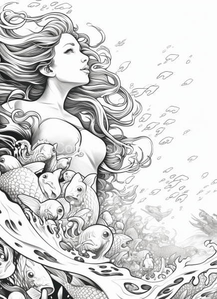 Mermaid_Black_and_White_Colouring_book_page_080