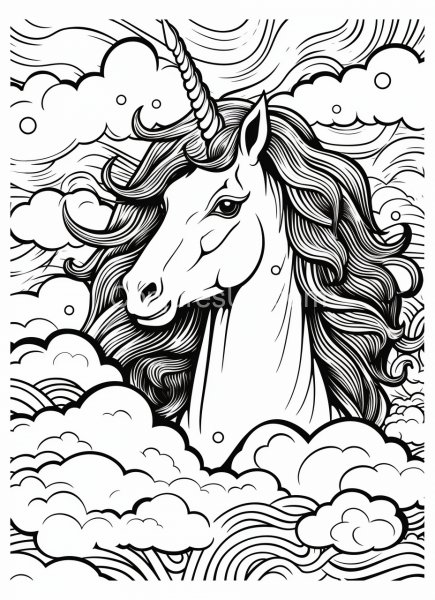 spiritspeak_Epic_Unicorn_Black_and_White_Colouring_book_page_003
