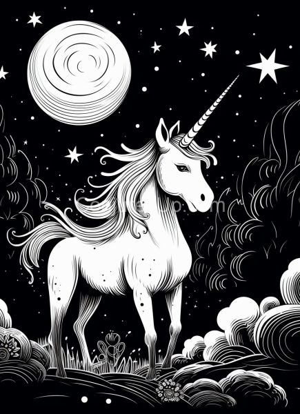 spiritspeak_Epic_Unicorn_Black_and_White_Colouring_book_page_035