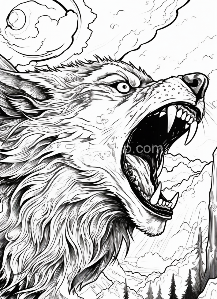 Warewolf_Coloring_book_page_2D_white_and_black_page_080